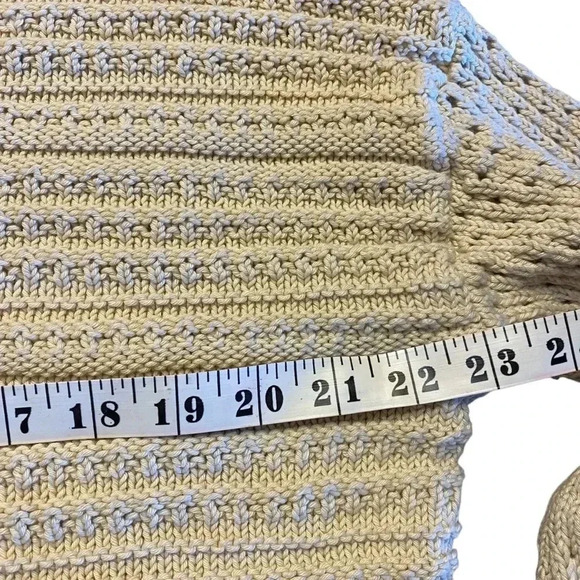 GAP cream vintage 90’s SOFT cozy cotton chunky boxy knit scoop neck sweater SZ-L - Picture 4 of 6